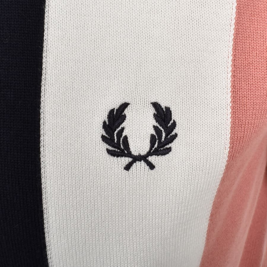 Image number 3 for Fred Perry Vertical Stripe Knit T Shirt Pink