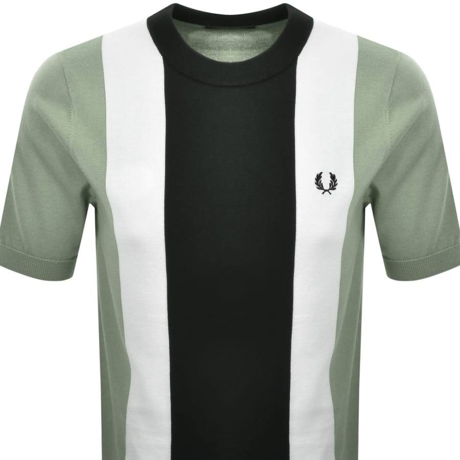 Image number 2 for Fred Perry Vertical Stripe Knit T Shirt Green