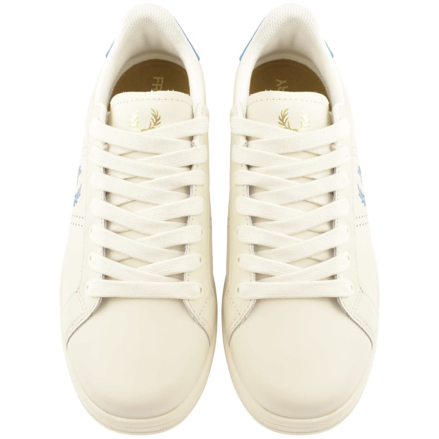 Image number 3 for Fred Perry B721 Leather Trainers Cream