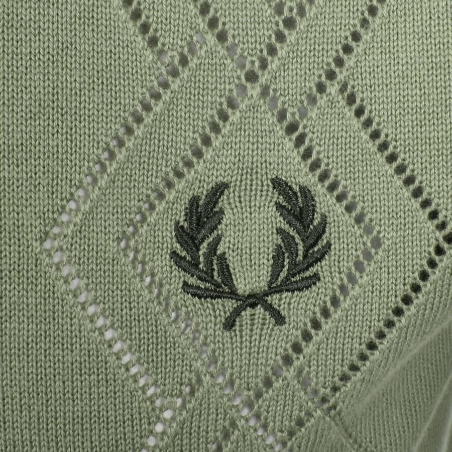 Image number 3 for Fred Perry Pointelle Knit Polo T Shirt Green
