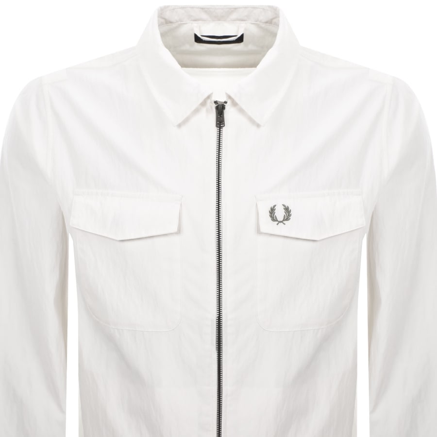 Image number 2 for Fred Perry Zip Overshirt Cream