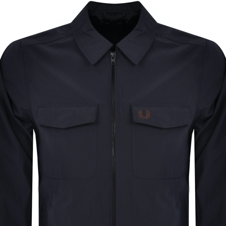 Image number 2 for Fred Perry Zip Pocket Overshirt Navy