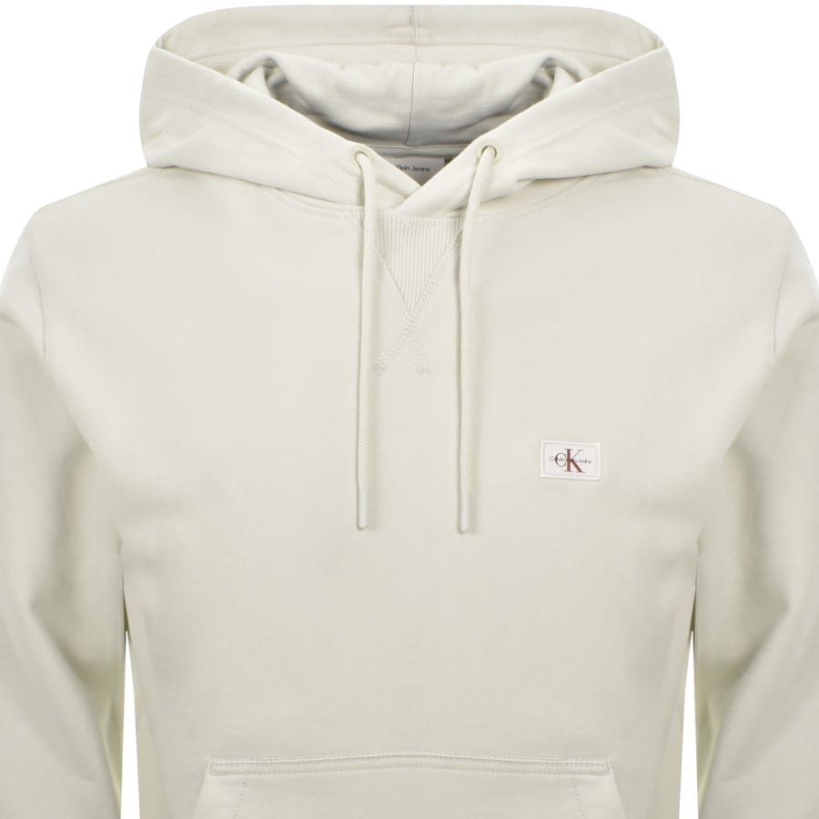 Image number 2 for Calvin Klein Jeans Woven Label Hoodie Off White