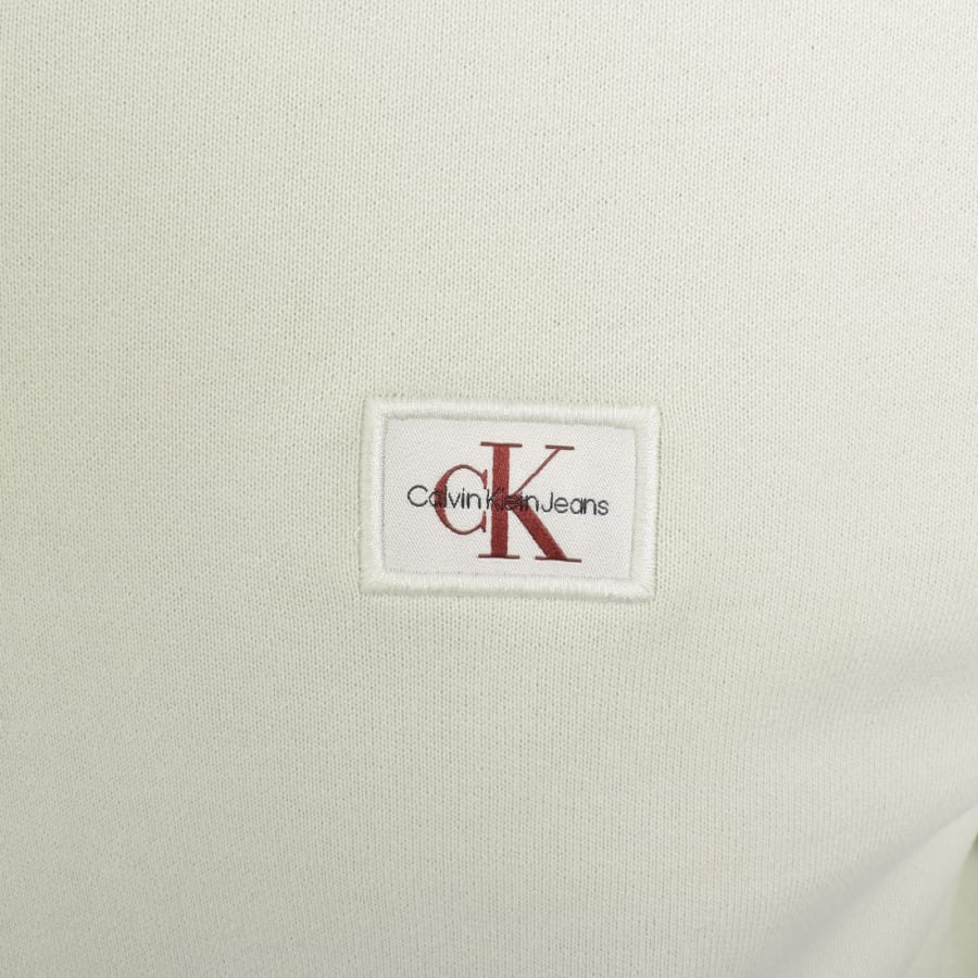 Image number 3 for Calvin Klein Jeans Woven Label Hoodie Off White