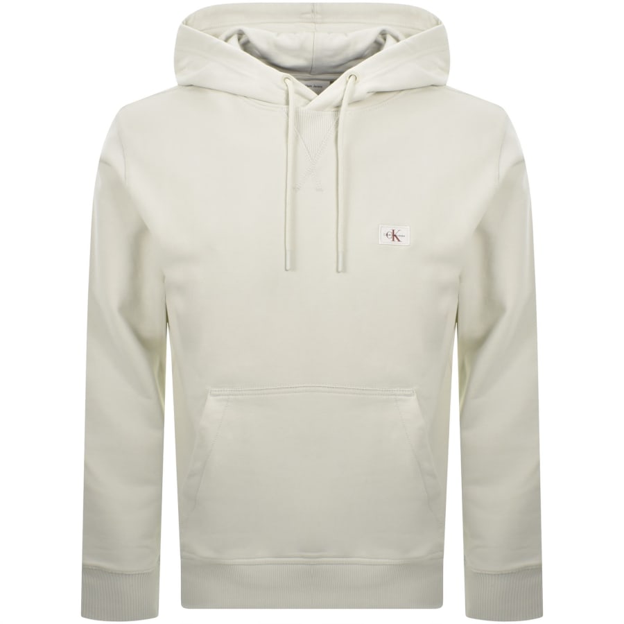 Image number 1 for Calvin Klein Jeans Woven Label Hoodie Off White