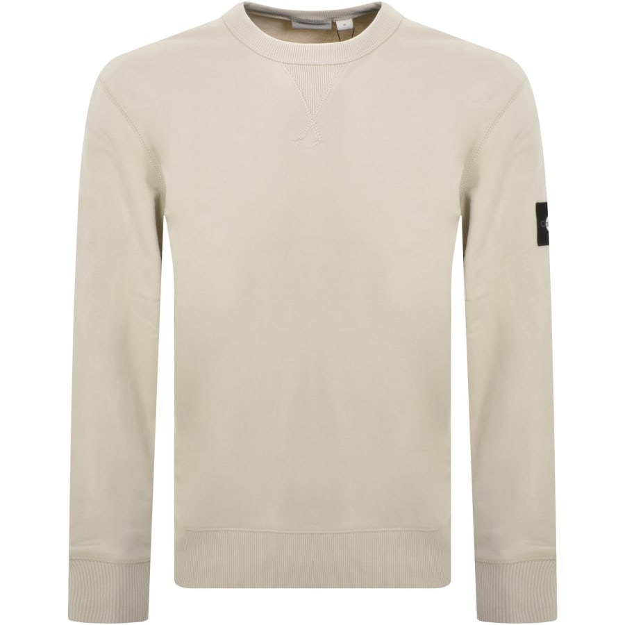Image number 2 for Calvin Klein Jeans Badge Sweatshirt Beige