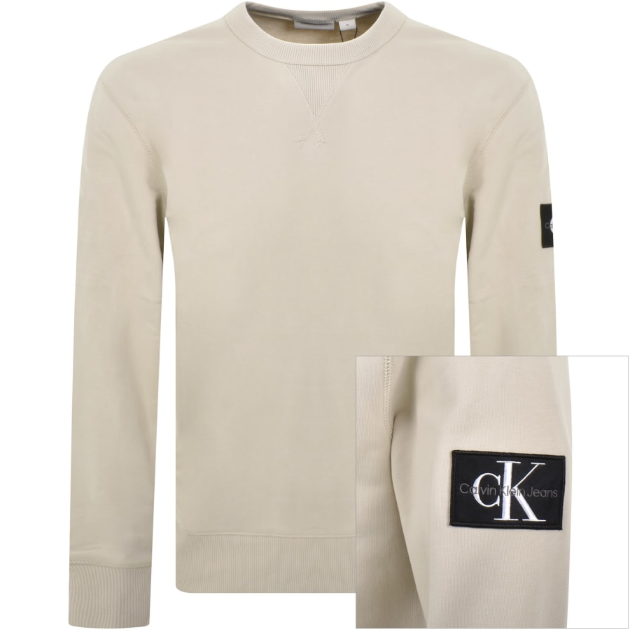 Image number 1 for Calvin Klein Jeans Badge Sweatshirt Beige