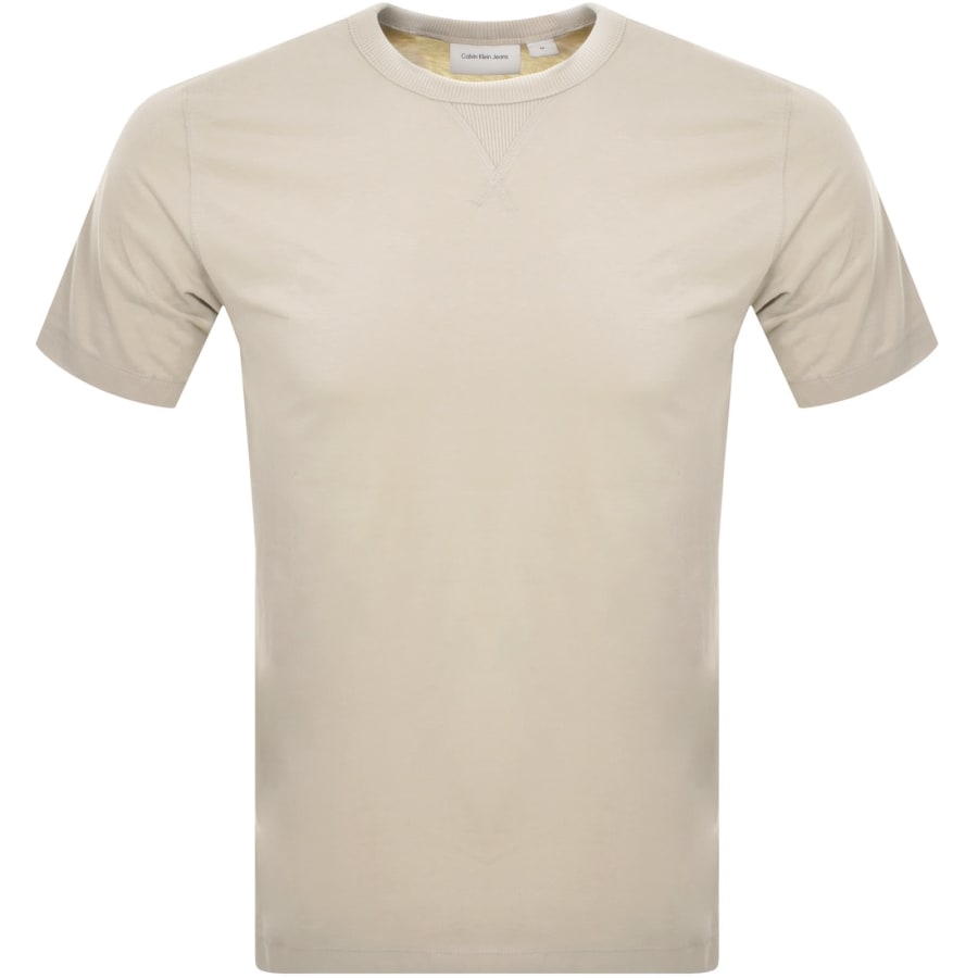 Image number 2 for Calvin Klein Jeans Badge T Shirt Beige