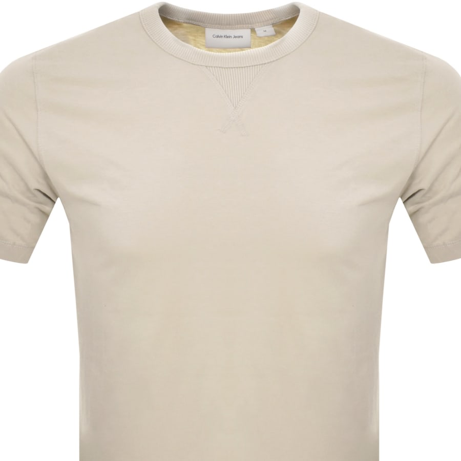 Image number 3 for Calvin Klein Jeans Badge T Shirt Beige