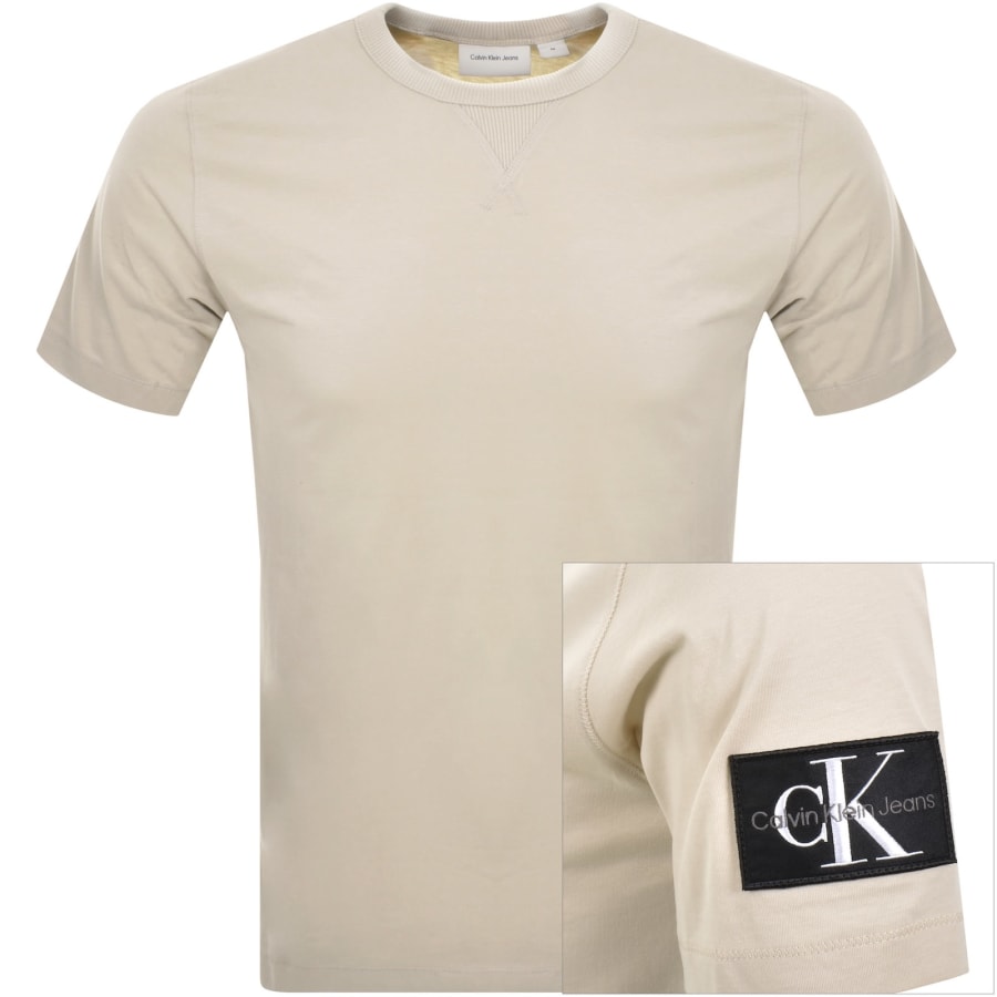 Image number 1 for Calvin Klein Jeans Badge T Shirt Beige