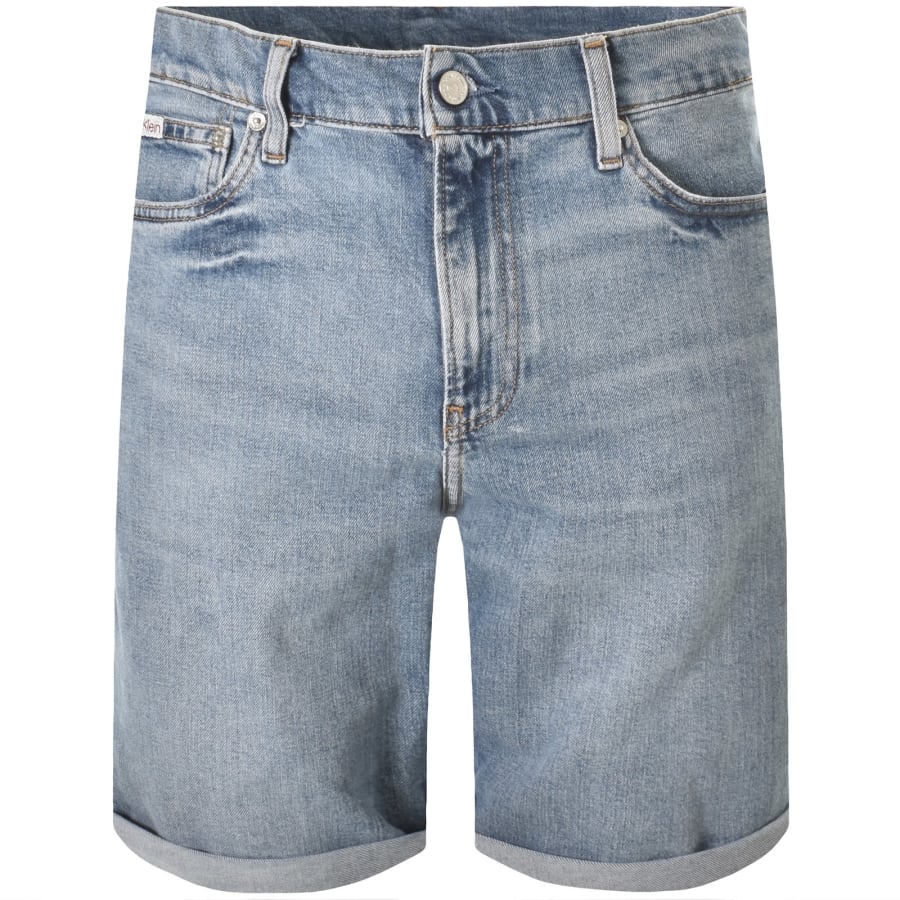 Image number 2 for Calvin Klein Jeans Slim Fit Denim Shorts Blue