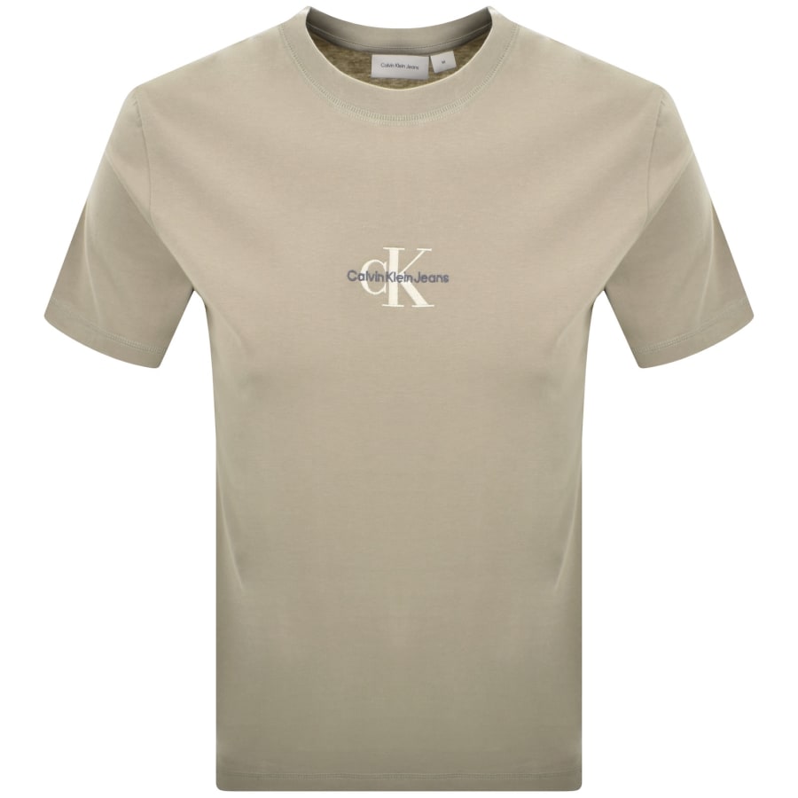 Image number 1 for Calvin Klein Jeans Monologo T Shirt Beige
