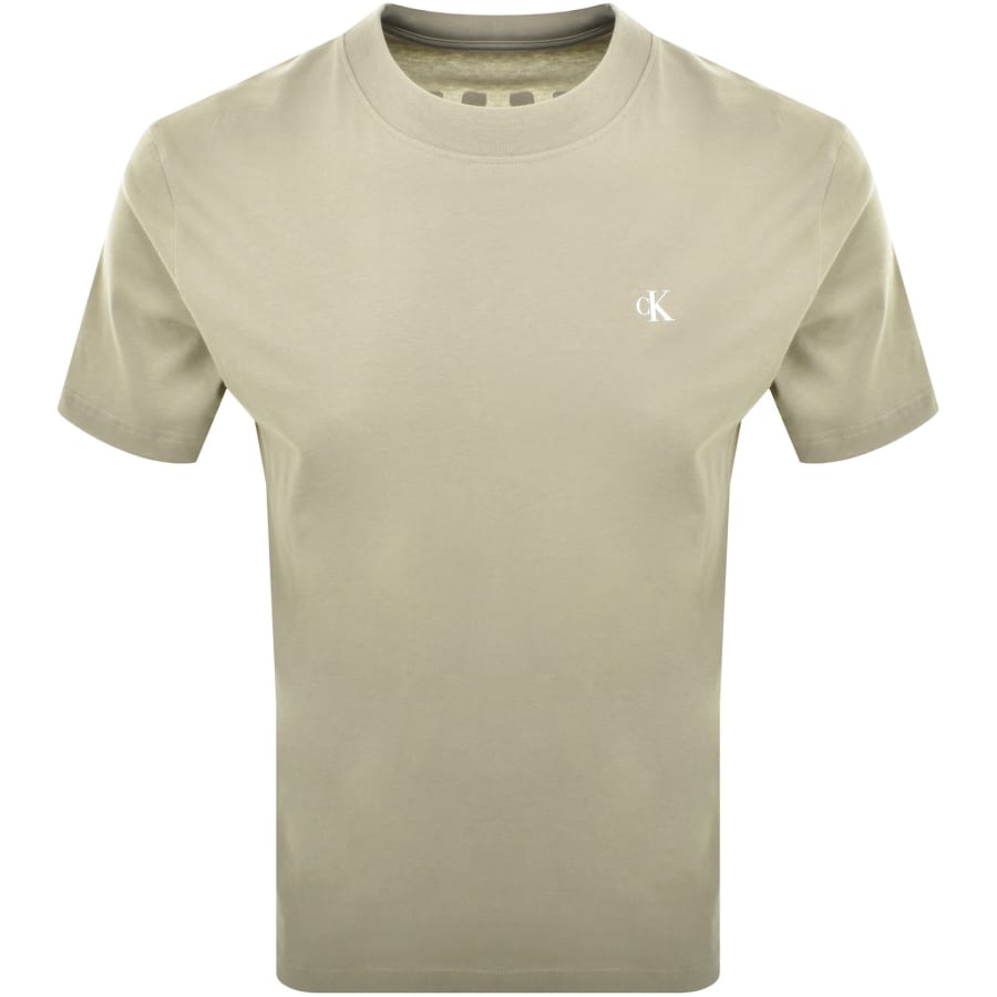 Image number 2 for Calvin Klein Jeans Painted Logo T Shirt Laurel Oak
