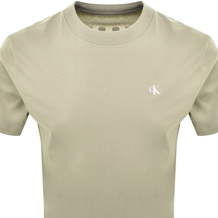 Image number 3 for Calvin Klein Jeans Painted Logo T Shirt Laurel Oak