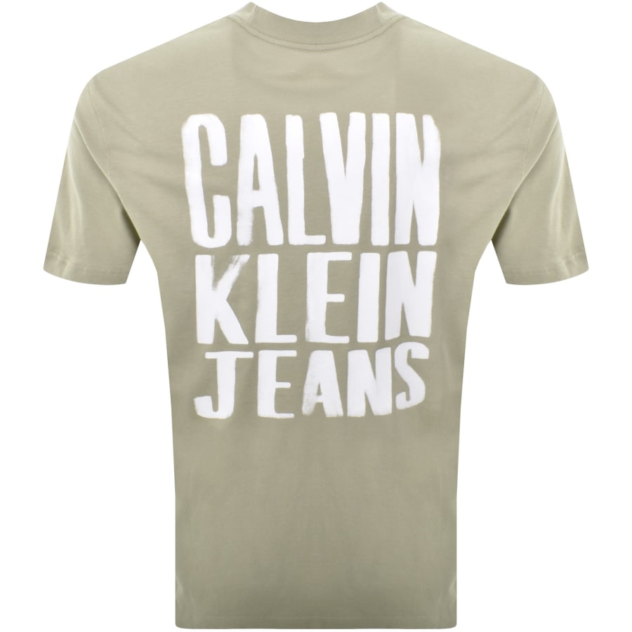 Image number 5 for Calvin Klein Jeans Painted Logo T Shirt Laurel Oak