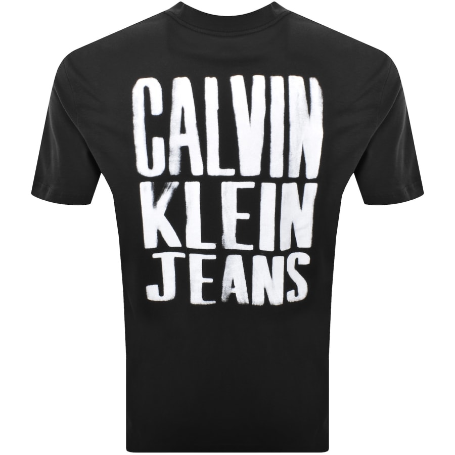 Image number 5 for Calvin Klein Jeans Painted Logo T Shirt Black