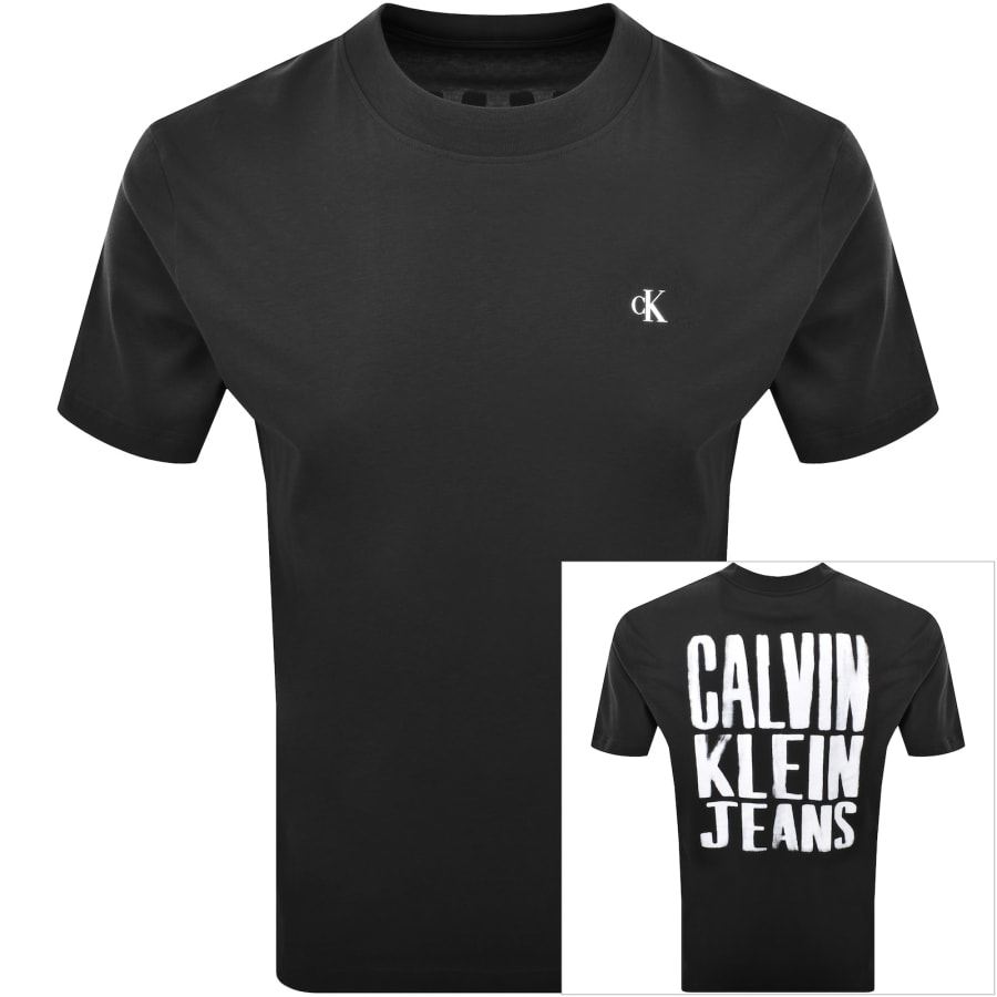 Image number 1 for Calvin Klein Jeans Painted Logo T Shirt Black