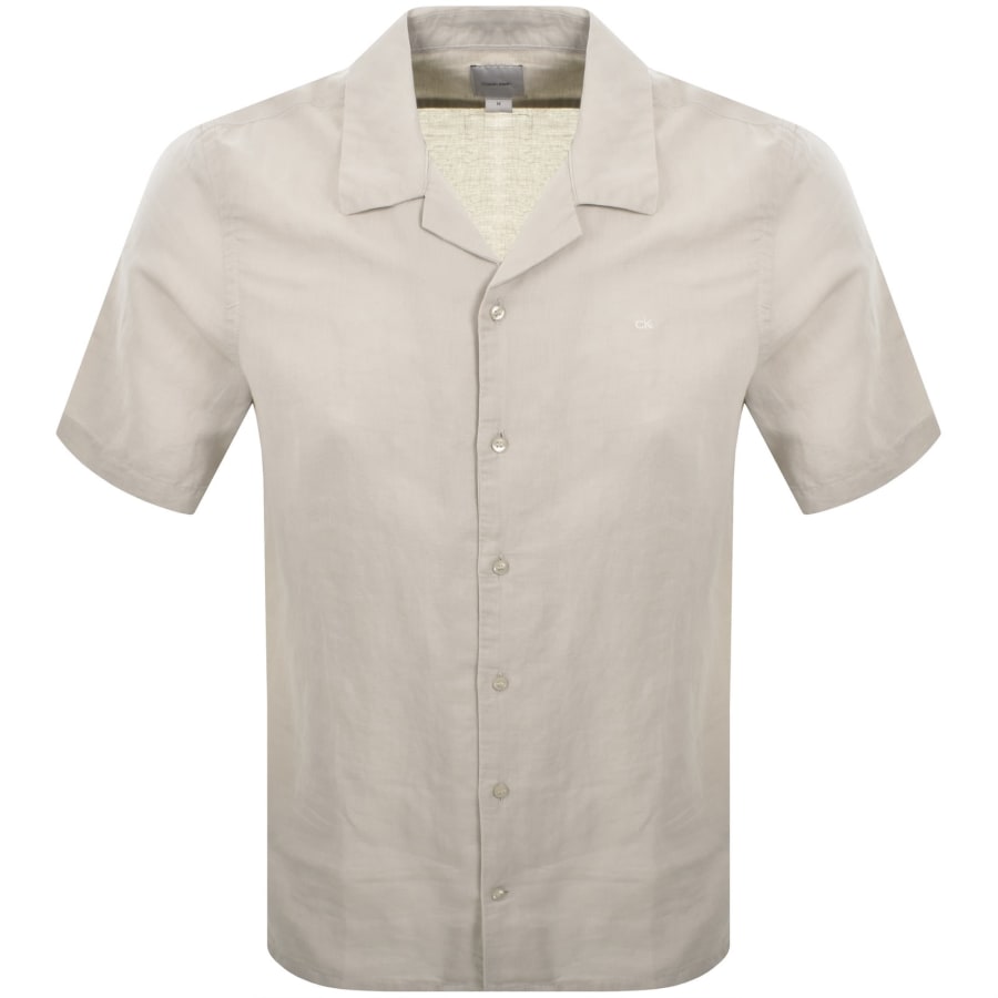 Image number 1 for Calvin Klein Linen Shirt Beige