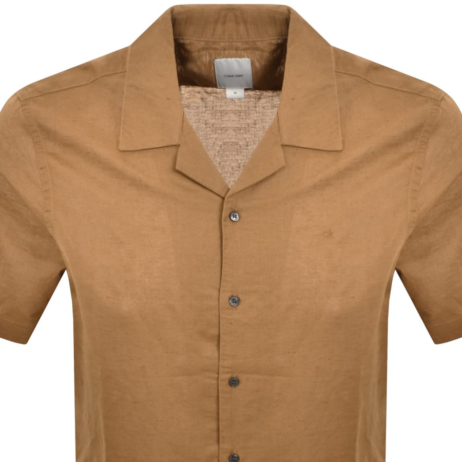 Image number 2 for Calvin Klein Linen Shirt Brown