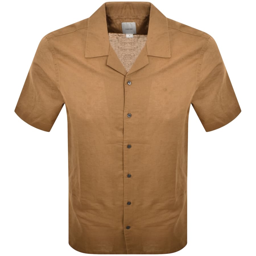 Image number 1 for Calvin Klein Linen Shirt Brown