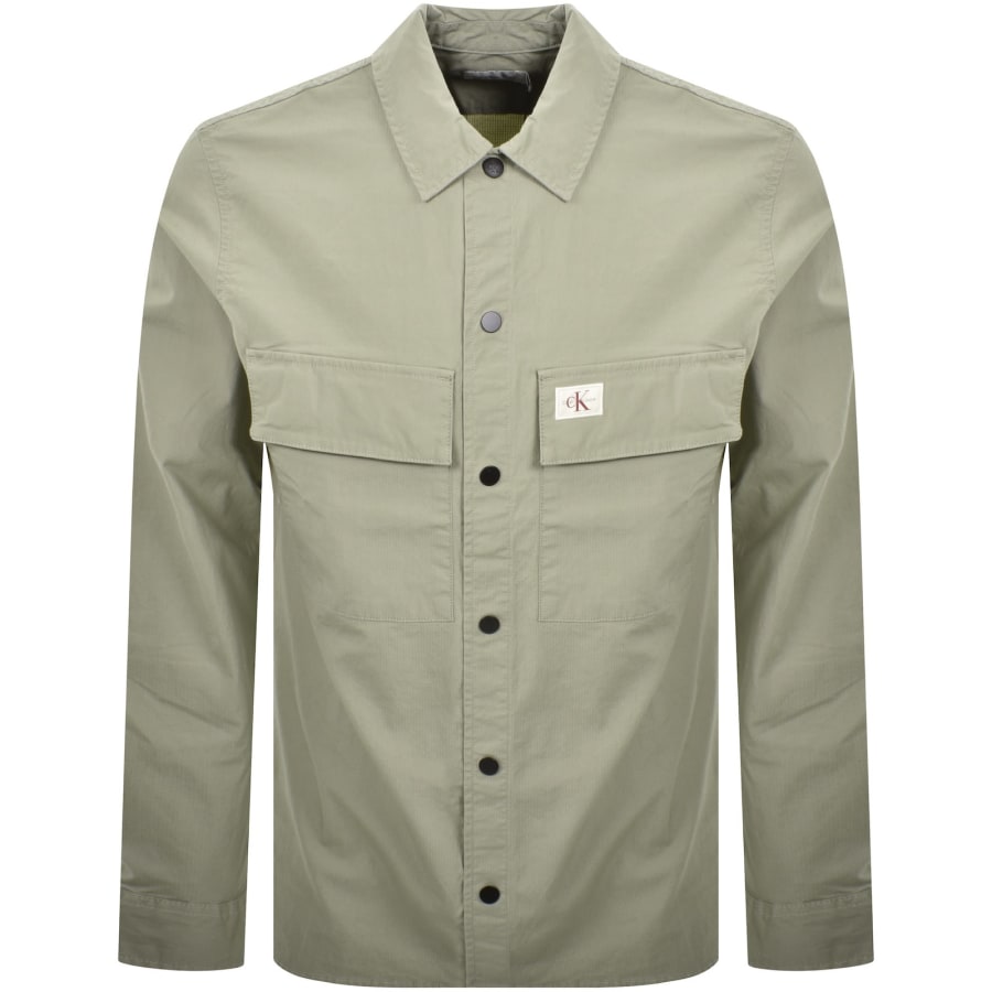 Image number 1 for Calvin Klein Jeans Cargo Overshirt Jacket Green