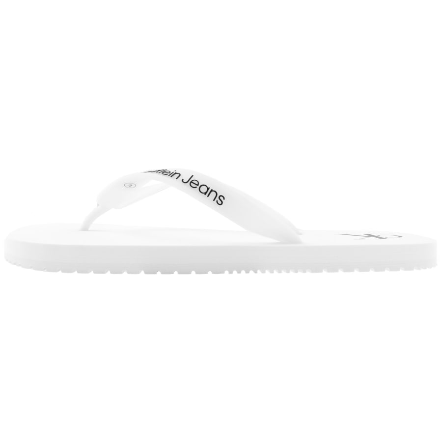Image number 2 for Calvin Klein Jeans Logo Beach Flip Flops White