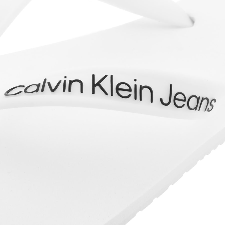 Image number 4 for Calvin Klein Jeans Logo Beach Flip Flops White