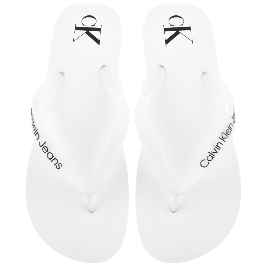 Image number 1 for Calvin Klein Jeans Logo Beach Flip Flops White