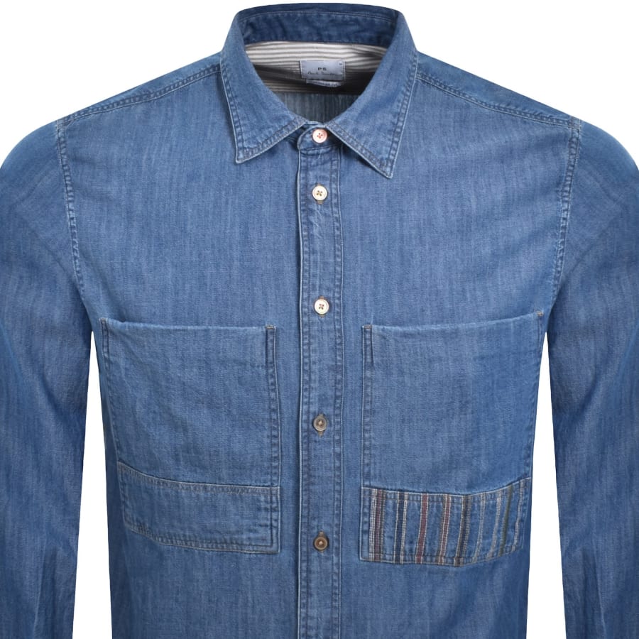 Image number 2 for Paul Smith Long Sleeved Shirt Blue