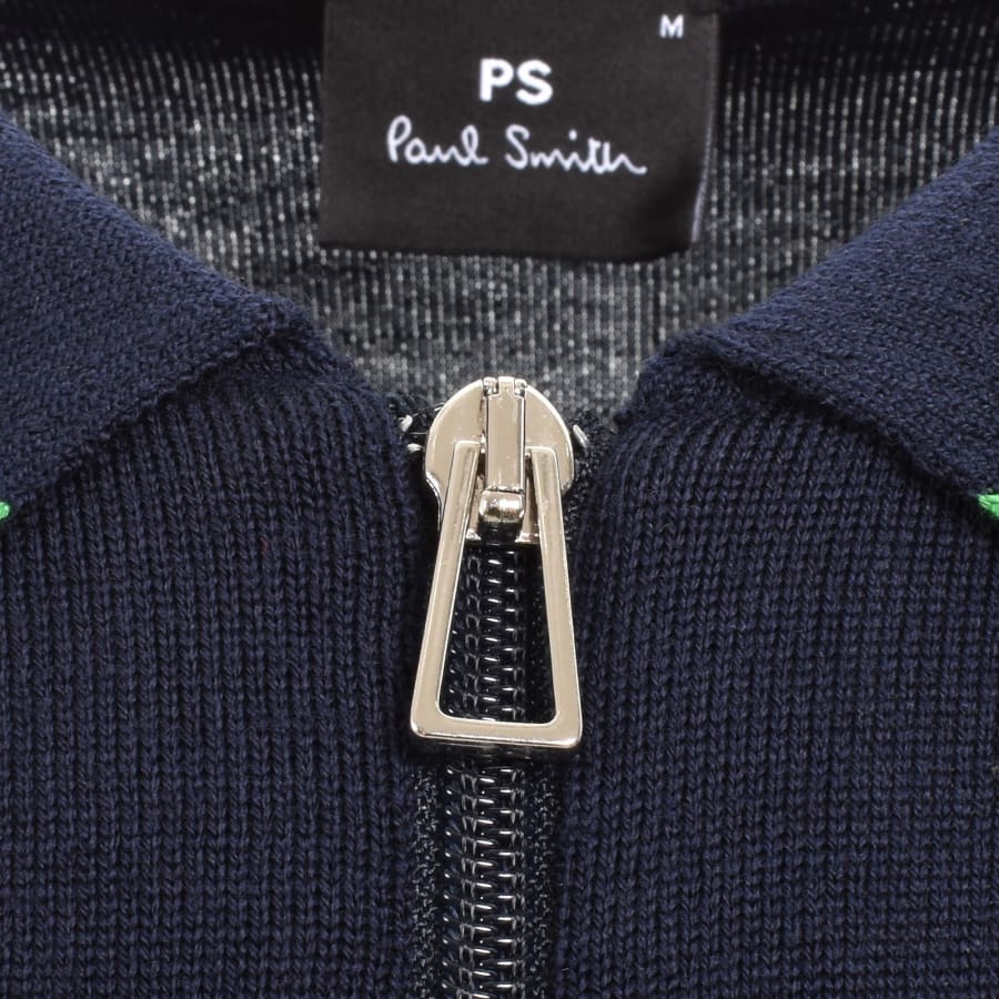 Image number 4 for Paul Smith Half Zip Polo T Shirt Navy