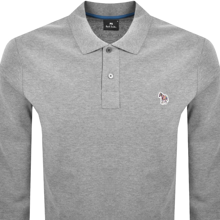 Image number 2 for Paul Smith Long Sleeved Polo T Shirt Grey