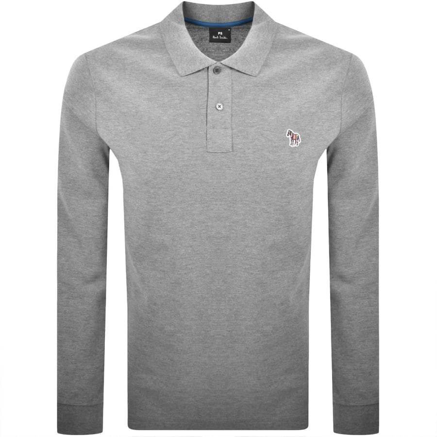 Image number 1 for Paul Smith Long Sleeved Polo T Shirt Grey