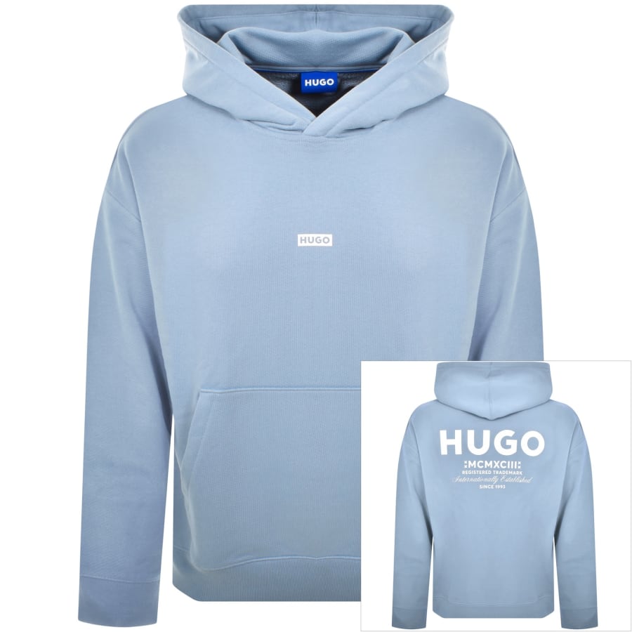 Image number 1 for HUGO Blue Nazardo Hoodie Light Blue
