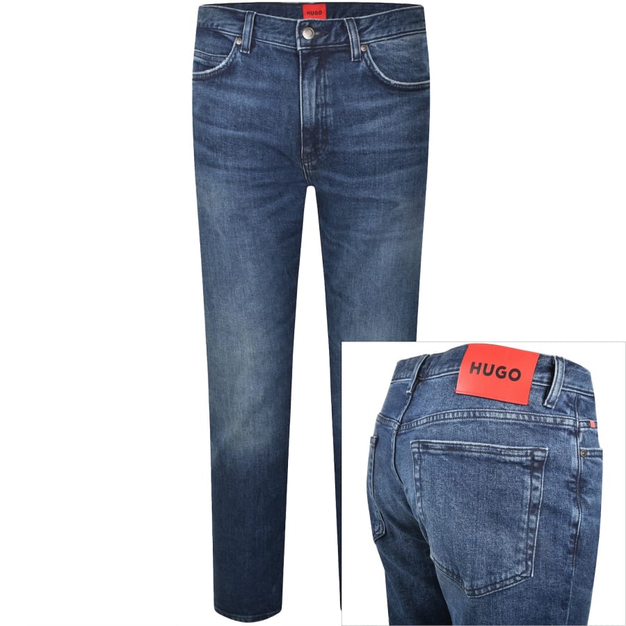 Image number 1 for HUGO 708 Slim Fit Jeans Dark Wash Blue