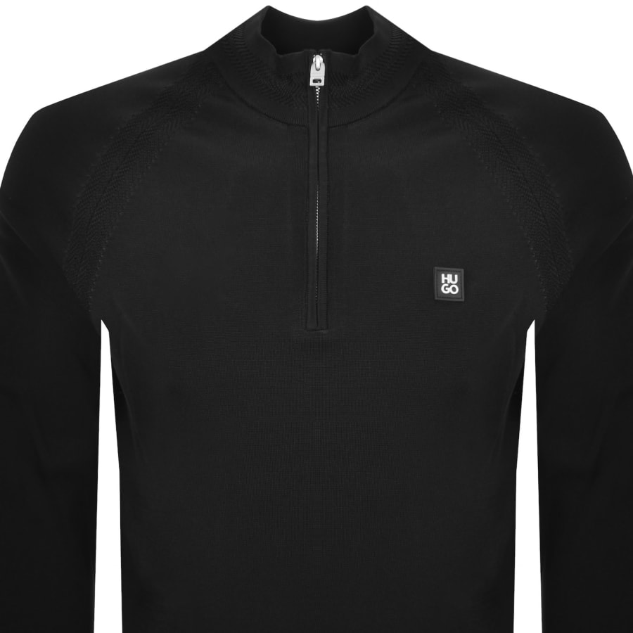 Image number 2 for HUGO Sayford Quarter Zip Jumper Black