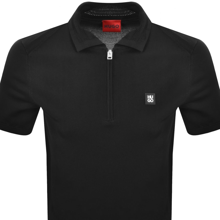 Image number 2 for HUGO Sayfong Quarter Zip Polo Black