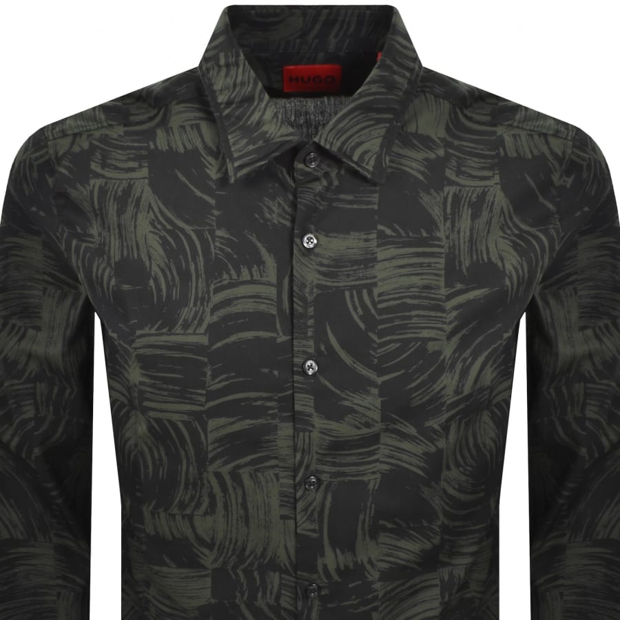 Image number 2 for HUGO Long Sleeved Ermo Shirt Green