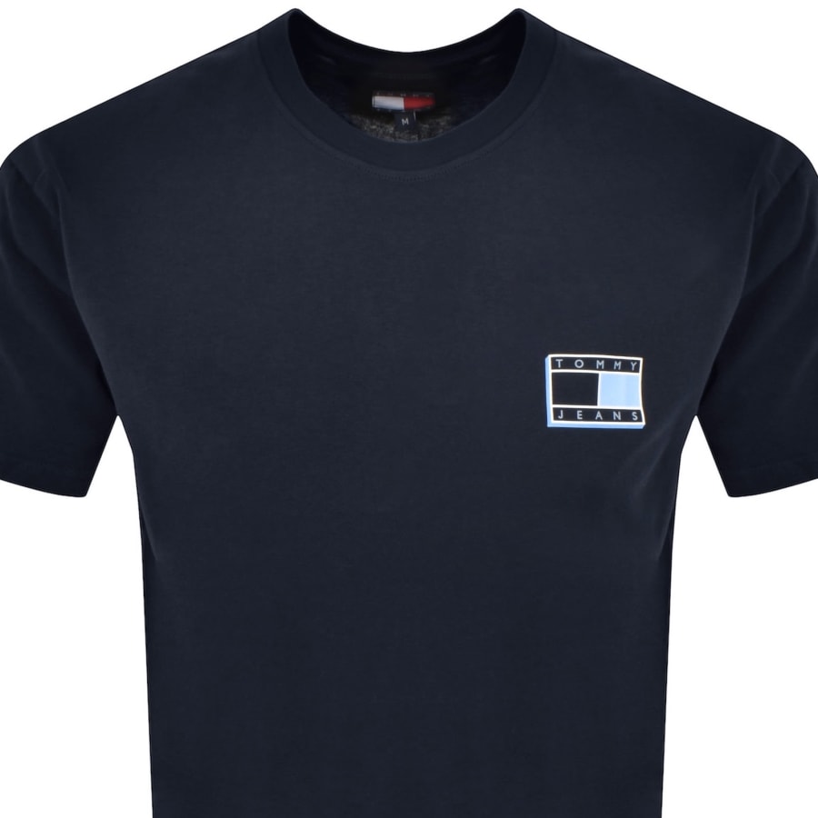 Image number 2 for Tommy Jeans Slim Pop Flag Logo T Shirt Navy