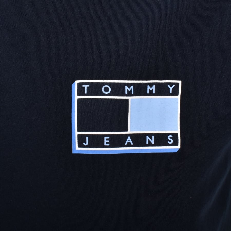 Image number 3 for Tommy Jeans Slim Pop Flag Logo T Shirt Navy