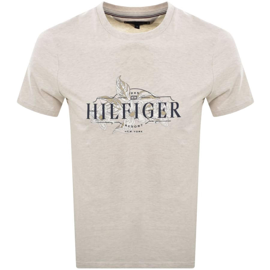 Image number 1 for Tommy Hilfiger Tropical Floral T Shirt Beige