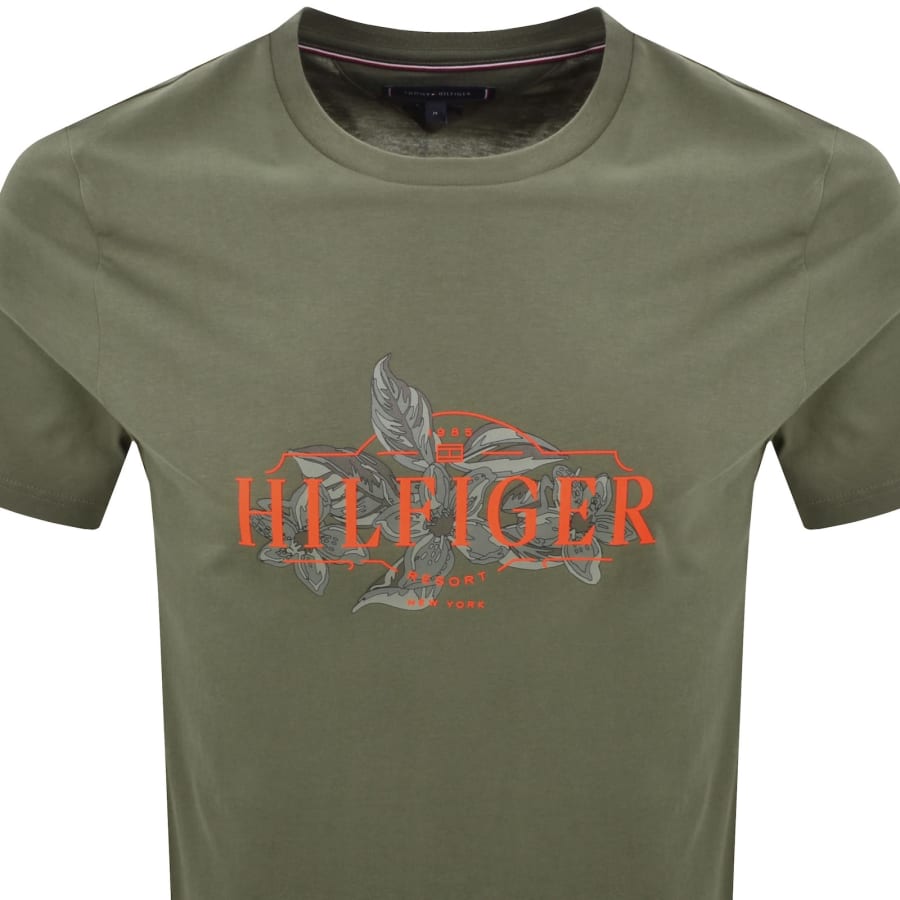 Image number 2 for Tommy Hilfiger Tropical Floral T Shirt Green