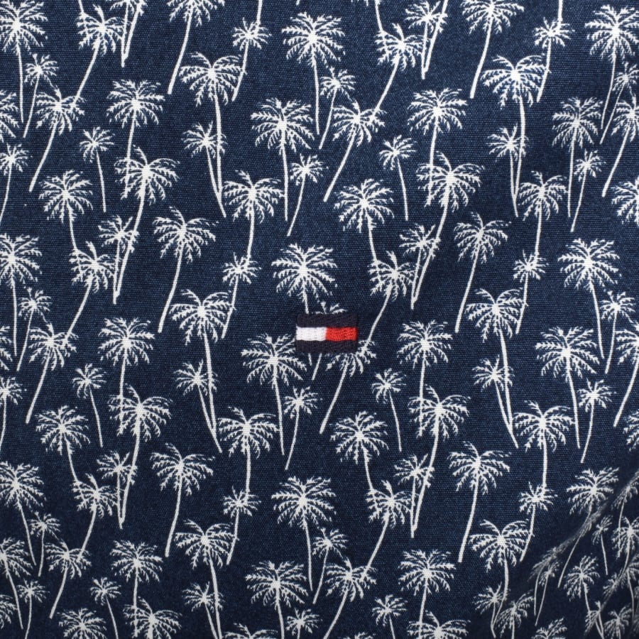 Image number 3 for Tommy Hilfiger Flex Poplin Palm Print Shirt Navy