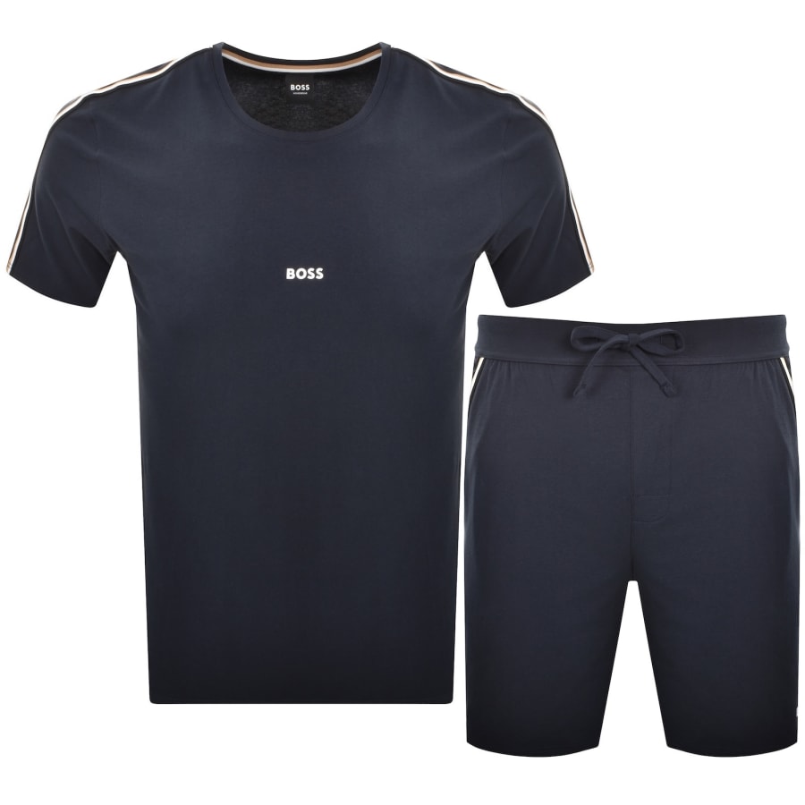 Image number 1 for BOSS Unique T Shirt And Short Set Navy