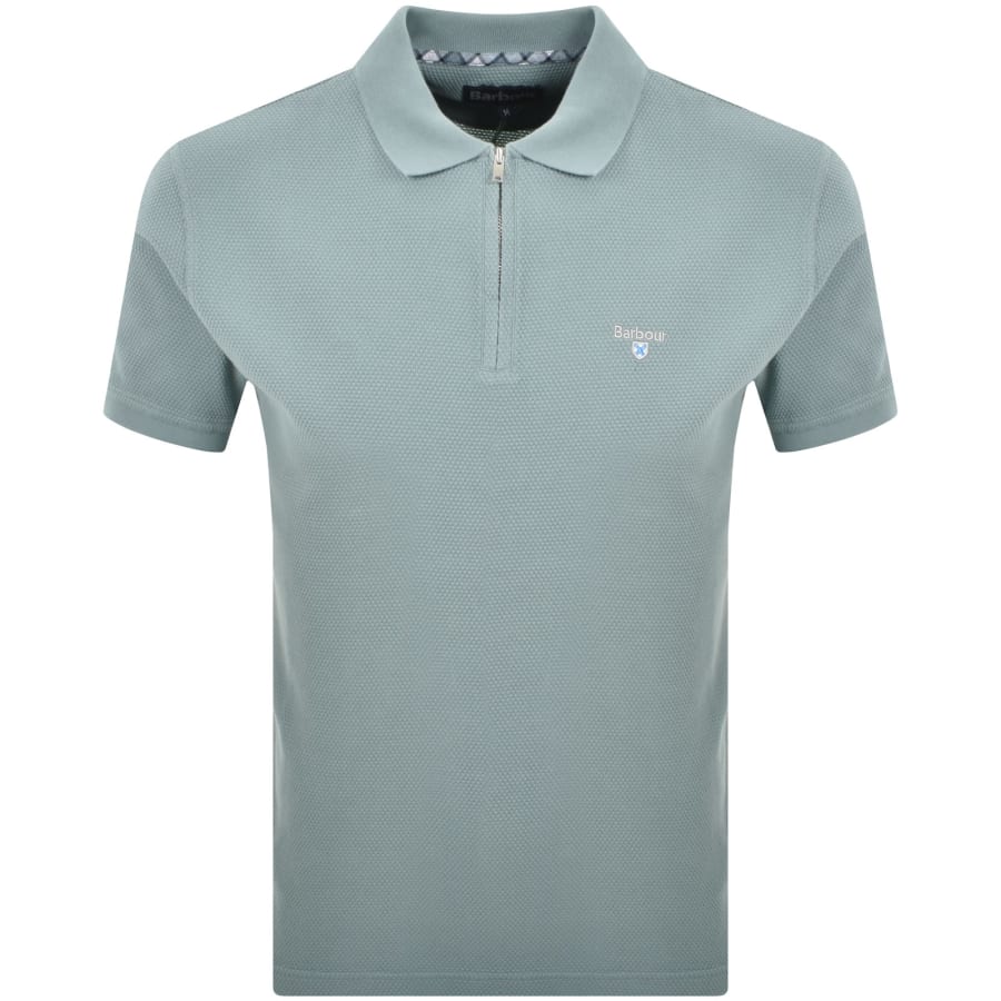 Image number 1 for Barbour Hingham Zip Polo Lead Blue