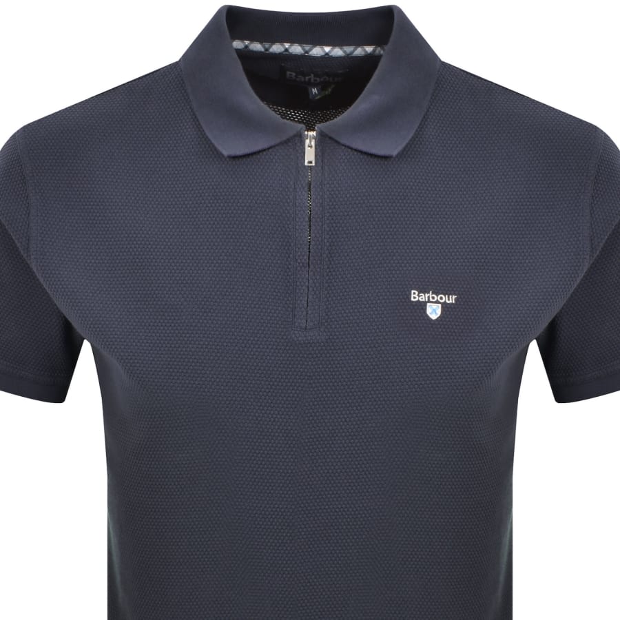 Image number 2 for Barbour Hingham Zip Polo Lead Navy