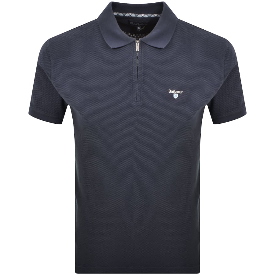 Image number 1 for Barbour Hingham Zip Polo Lead Navy
