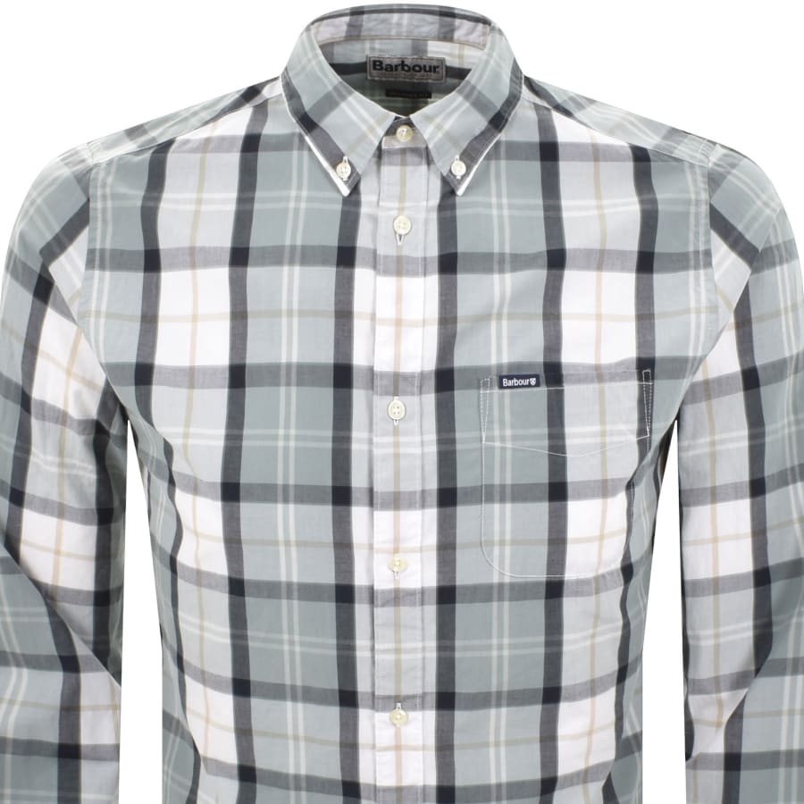 Image number 2 for Barbour Laggon Check Long Sleeved Shirt Green