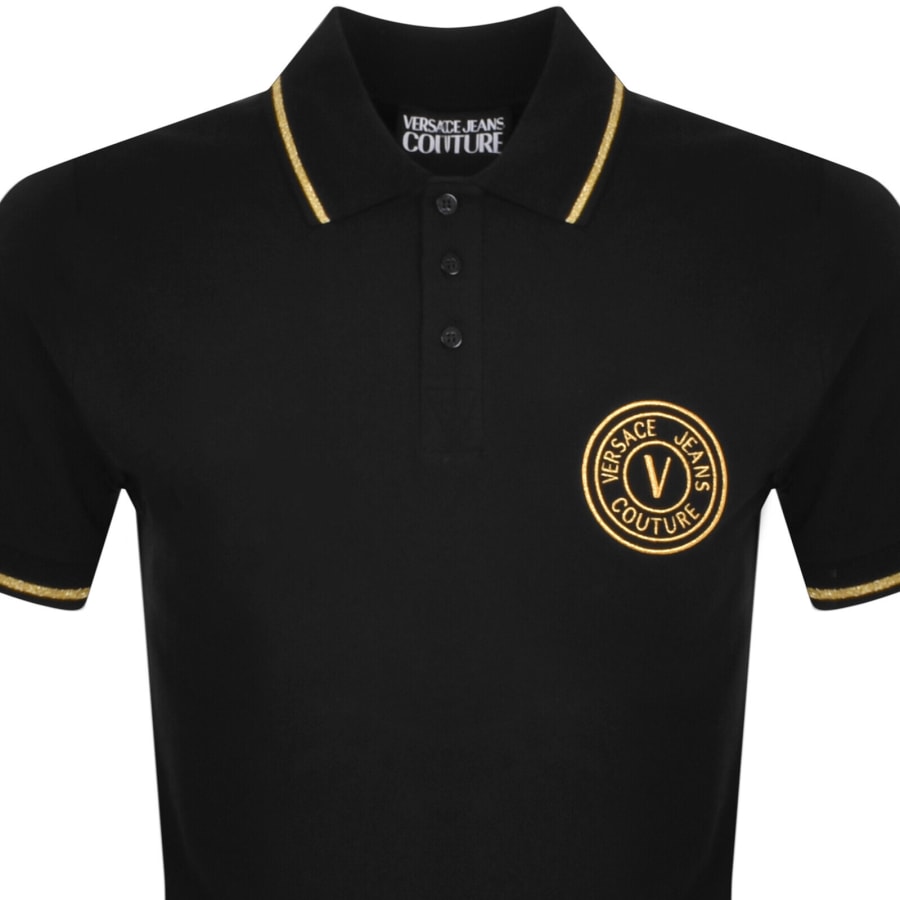 Image number 2 for Versace Jeans Couture V Emblem Polo T Shirt Black