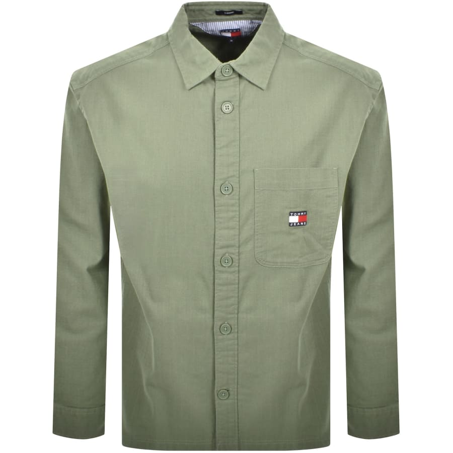 Image number 1 for Tommy Jeans Slub Overshirt Green