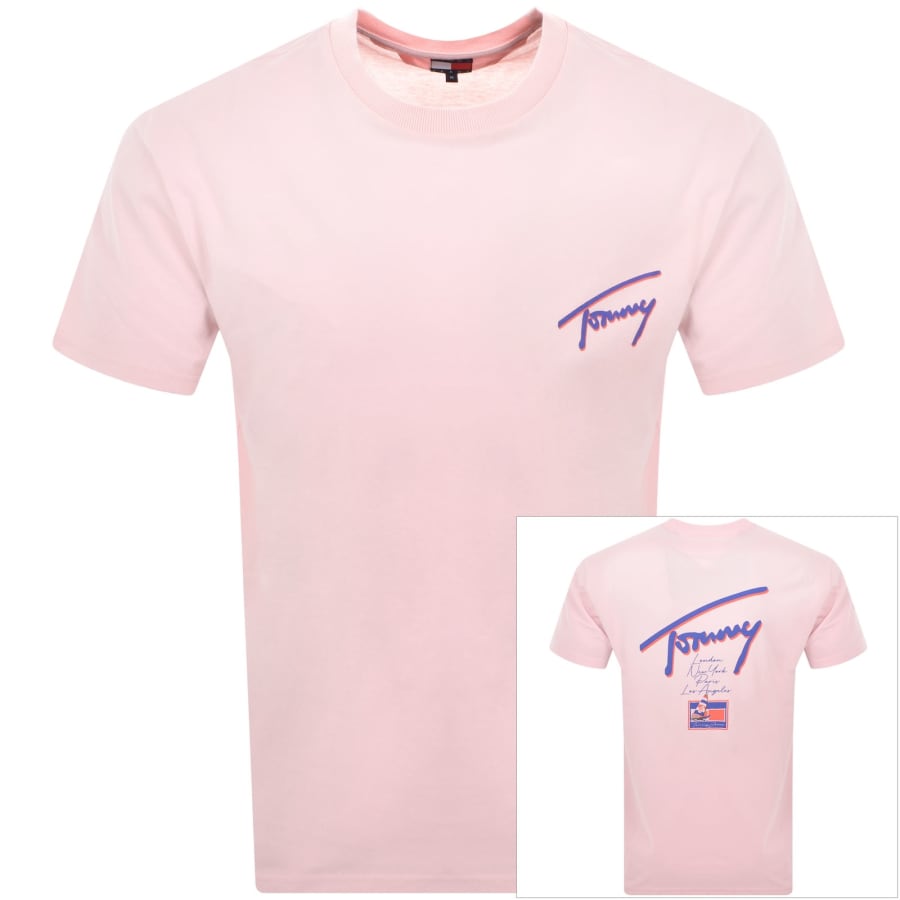 Image number 1 for Tommy Jeans Faded Graphic T Shirt Pink